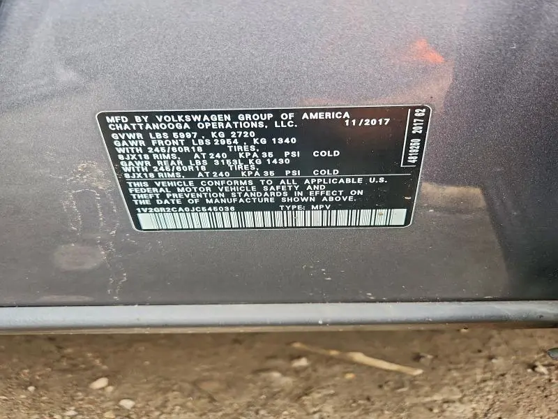 2018 VOLKSWAGEN ATLAS S  
