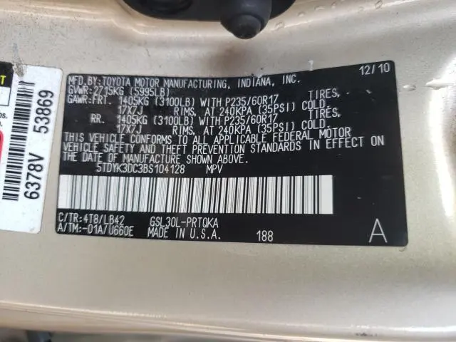 2011 TOYOTA SIENNA XLE