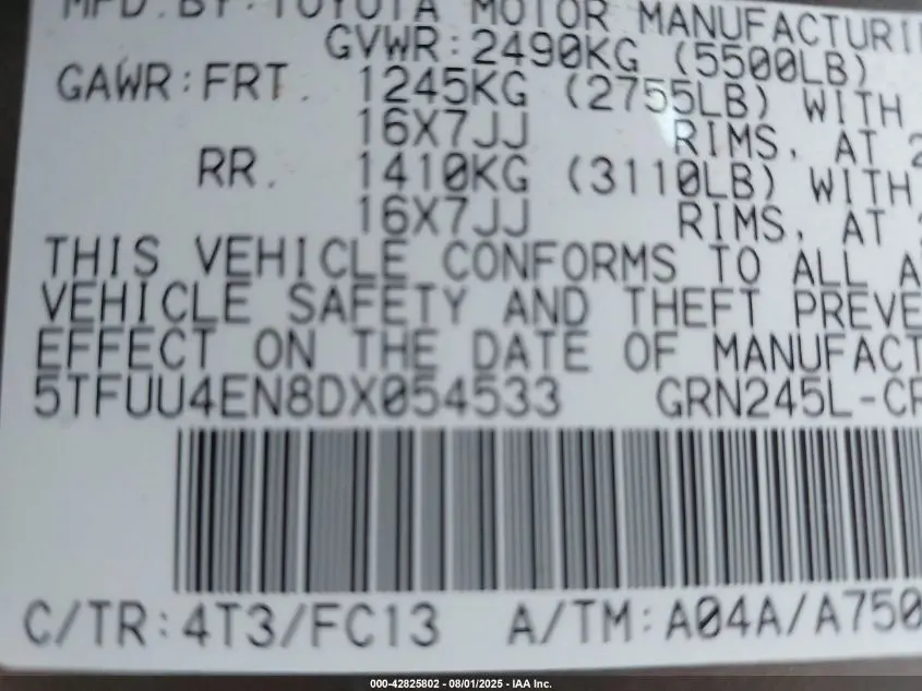 2013 TOYOTA TACOMA BASE V6