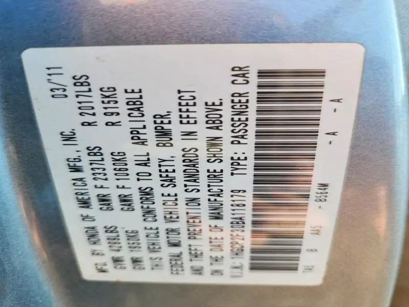 2011 HONDA ACCORD LX  