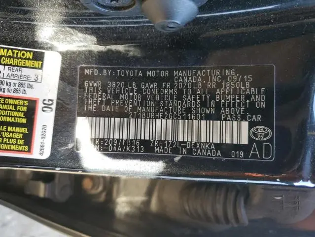 2016 TOYOTA COROLLA L