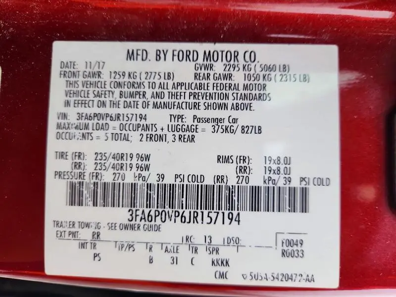 2018 FORD FUSION SPORT  