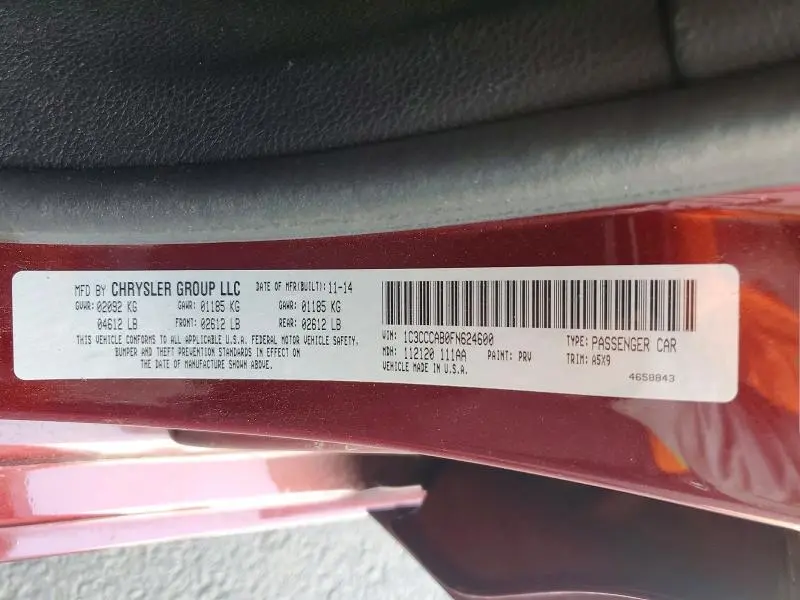 2015 CHRYSLER 200 LIMITED  