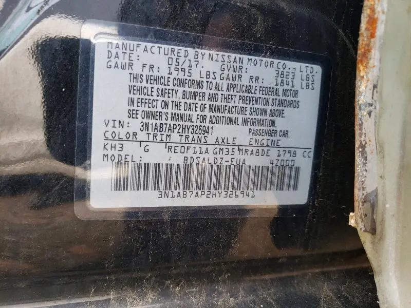 2017 NISSAN SENTRA SV  
