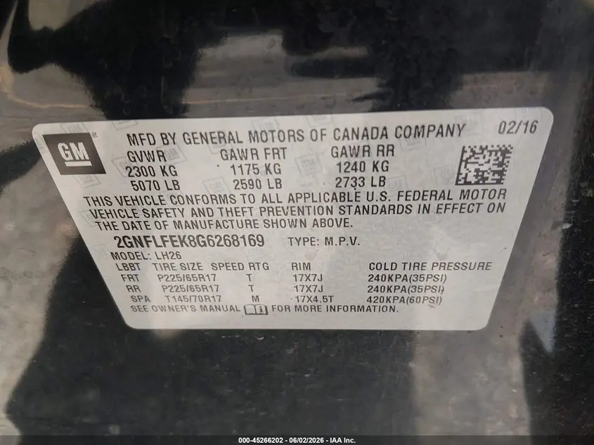 2016 CHEVROLET EQUINOX LT