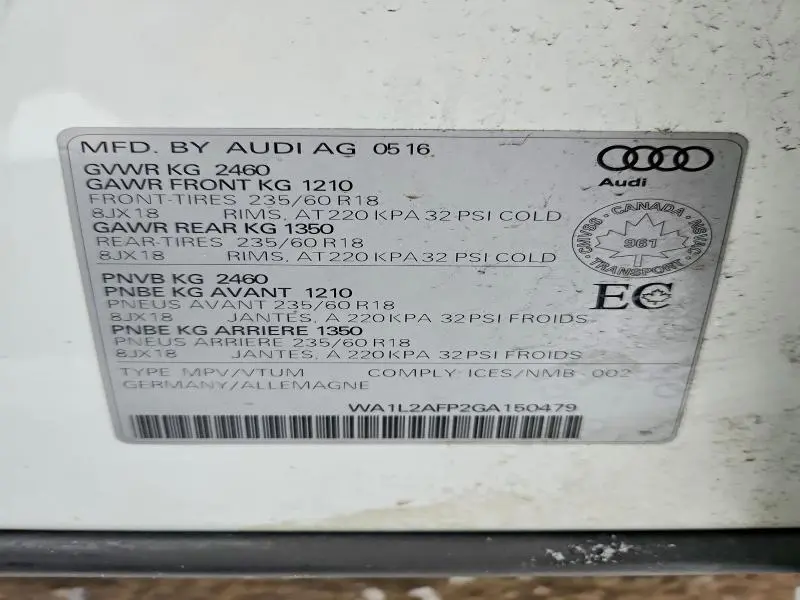 2016 AUDI Q5 PREMIUM PLUS  