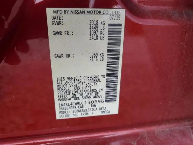 2020 NISSAN ALTIMA SR  