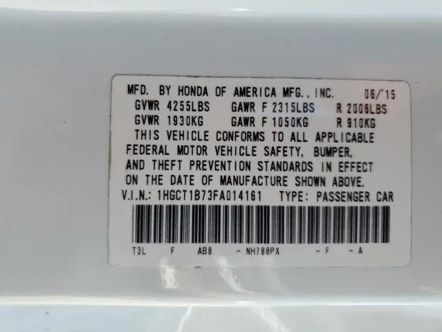 2015 HONDA ACCORD EX  