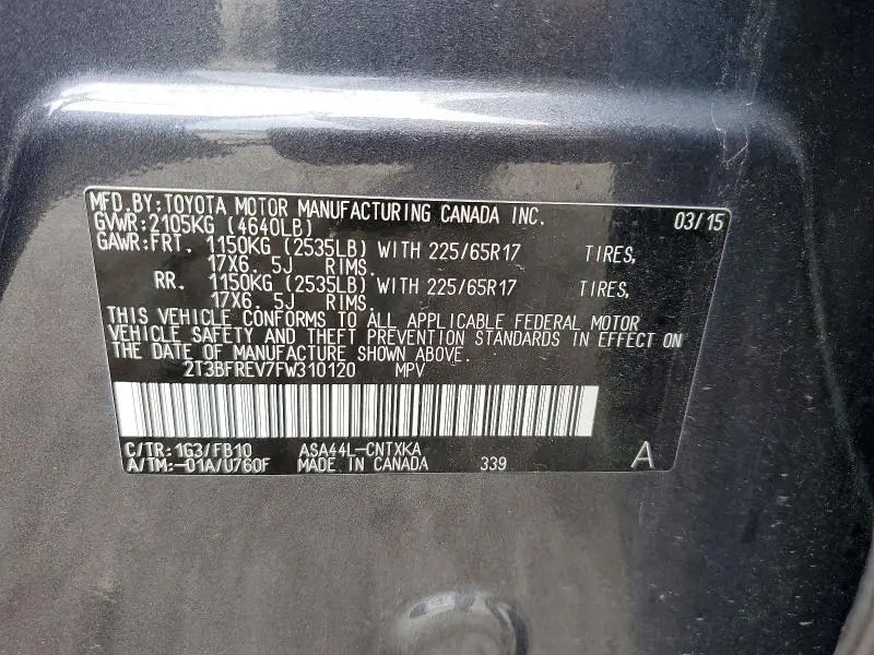 2015 TOYOTA RAV4 LE  