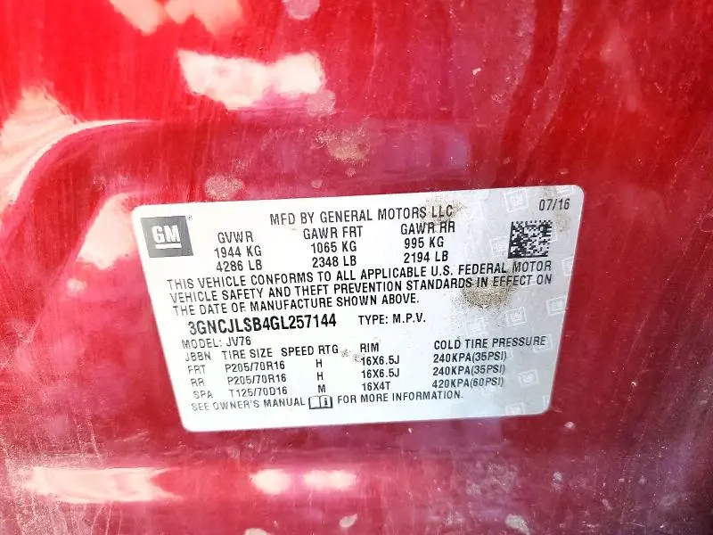 2016 CHEVROLET TRAX 1LT  