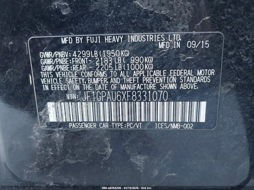 2015 SUBARU IMPREZA 2.0I SPORT PREMIUM