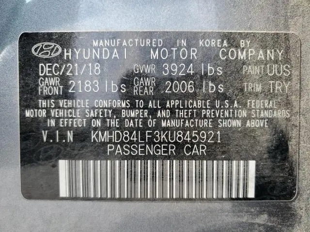 2019 HYUNDAI ELANTRA SEL