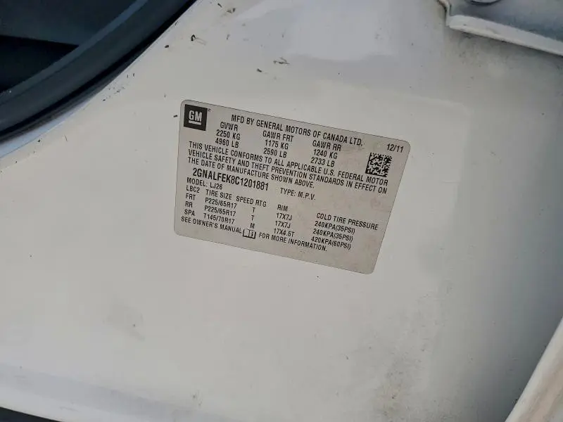 2012 CHEVROLET EQUINOX LTZ  