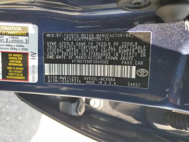 2015 TOYOTA AVALON HYBRID  