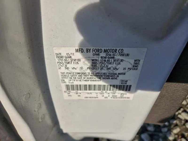 2011 FORD F150 SUPER CAB  