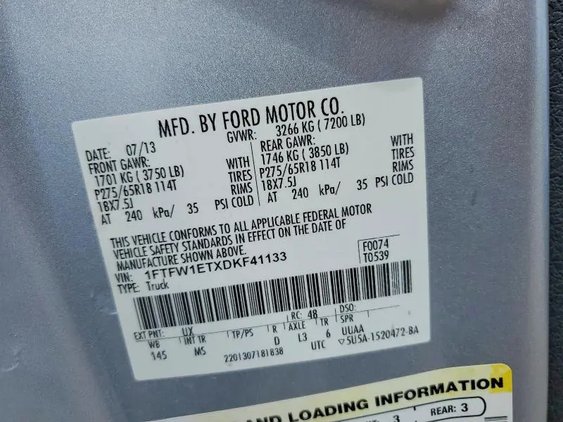 2013 FORD F150 SUPERCREW  