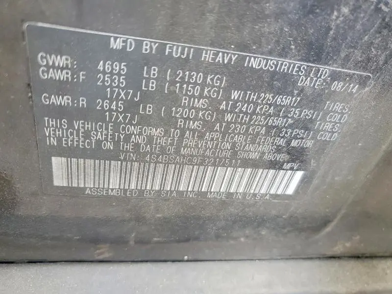 2015 SUBARU OUTBACK 2.5I PREMIUM  