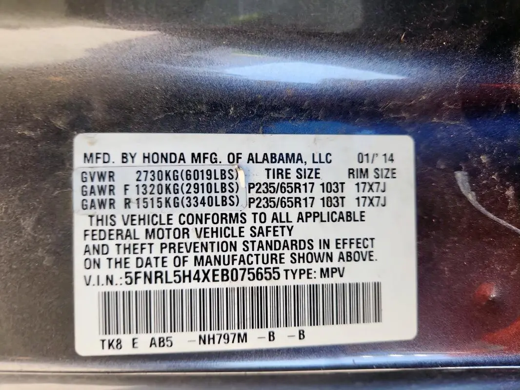 2014 HONDA ODYSSEY EX  