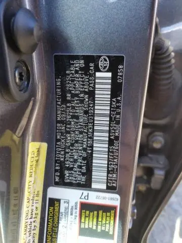2014 TOYOTA CAMRY L  