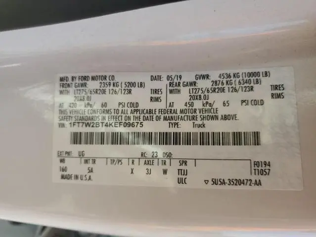 2019 FORD F250 SUPER DUTY  
