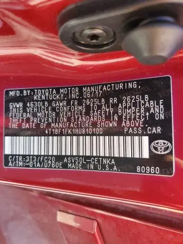 2017 TOYOTA CAMRY LE  