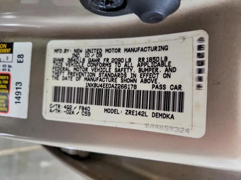 2010 TOYOTA COROLLA BASE  
