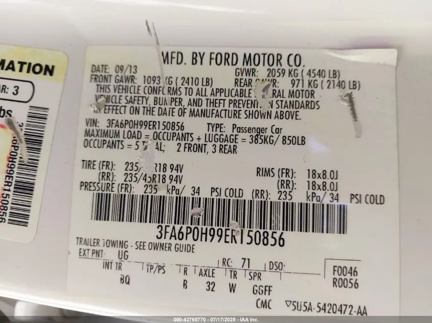 2014 FORD FUSION SE