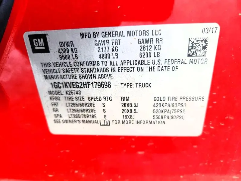 2017 CHEVROLET SILVERADO K2500 HEAVY DUTY LT  