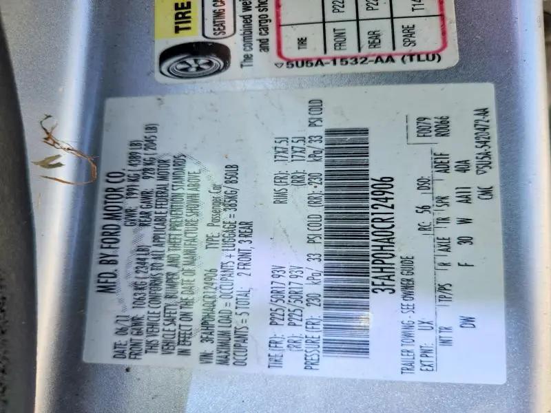 2012 FORD FUSION   