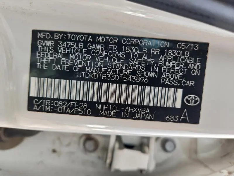 2013 TOYOTA PRIUS C TWO  