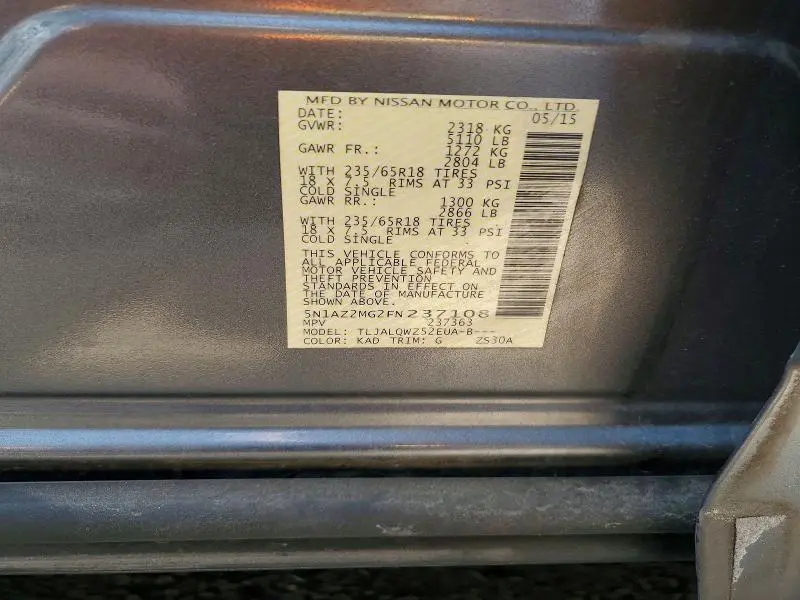 2015 NISSAN MURANO SV  