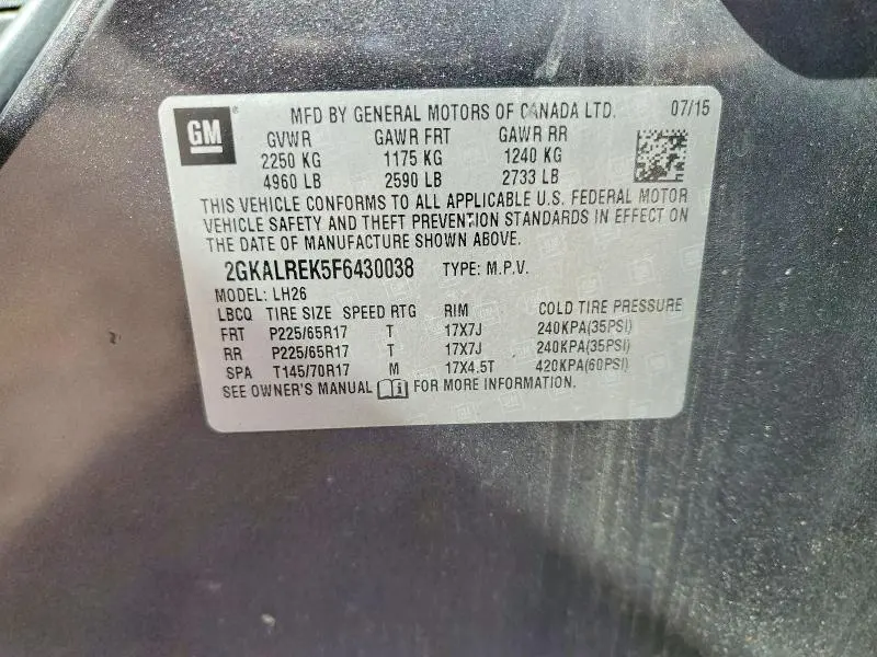 2015 GMC TERRAIN SLE  