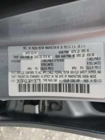 2019 MAZDA 3 PREFERRED  