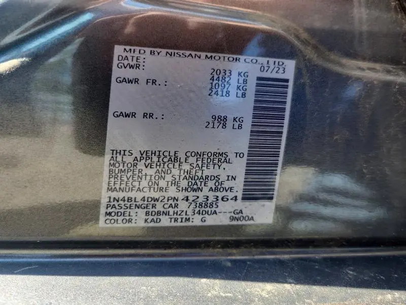 2023 NISSAN ALTIMA SV  