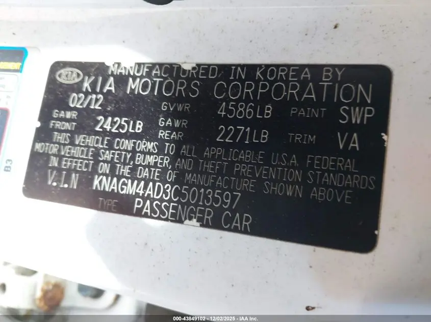 2012 KIA OPTIMA HYBRID EX