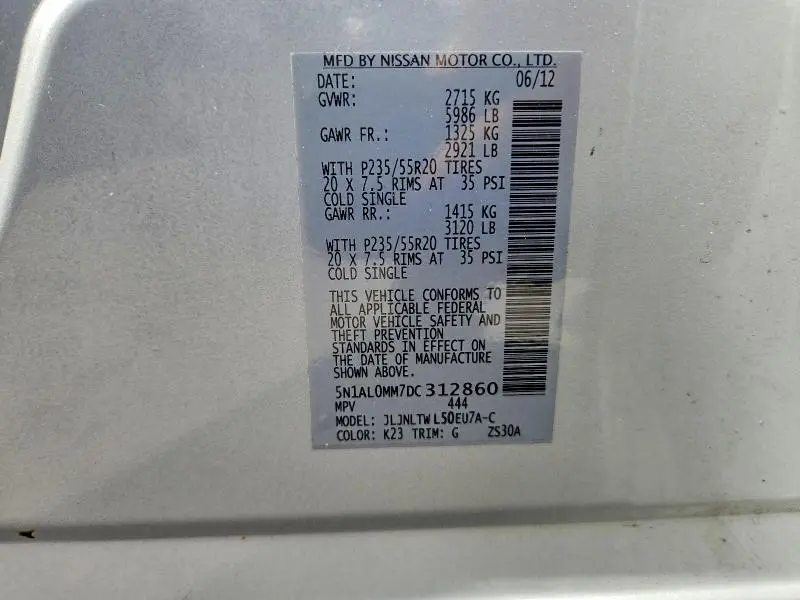 2013 INFINITI JX35 BASE  