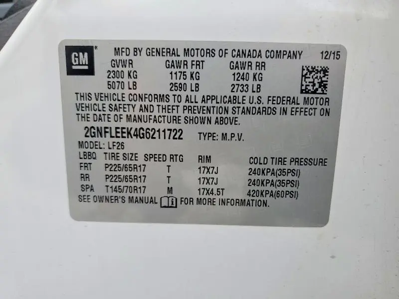 2016 CHEVROLET EQUINOX LS  