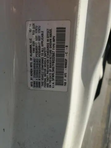 2015 HONDA ODYSSEY EXL  