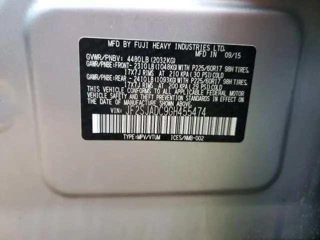 2016 SUBARU FORESTER 2.5I PREMIUM  