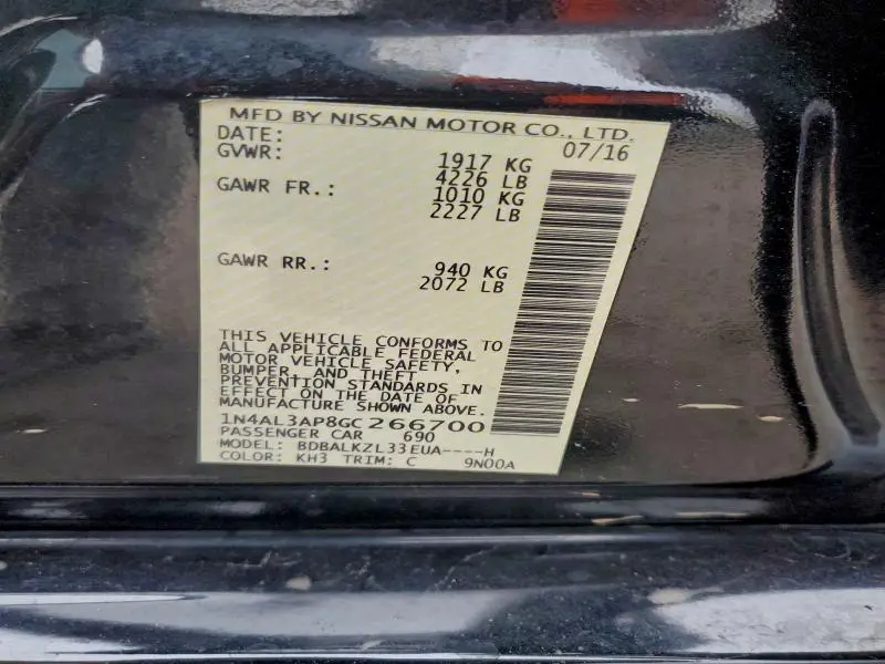 2016 NISSAN ALTIMA 2.5  