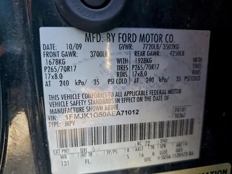 2010 FORD EXPEDITION EL XLT  