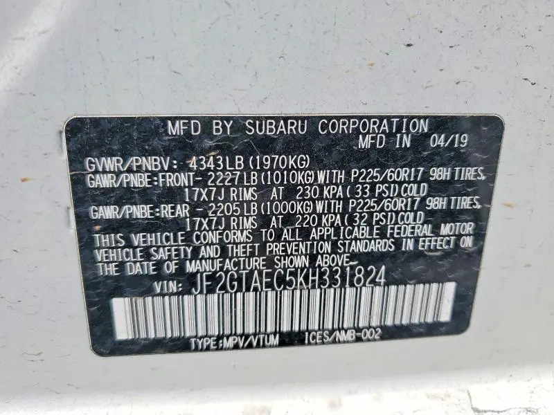 2019 SUBARU CROSSTREK PREMIUM  