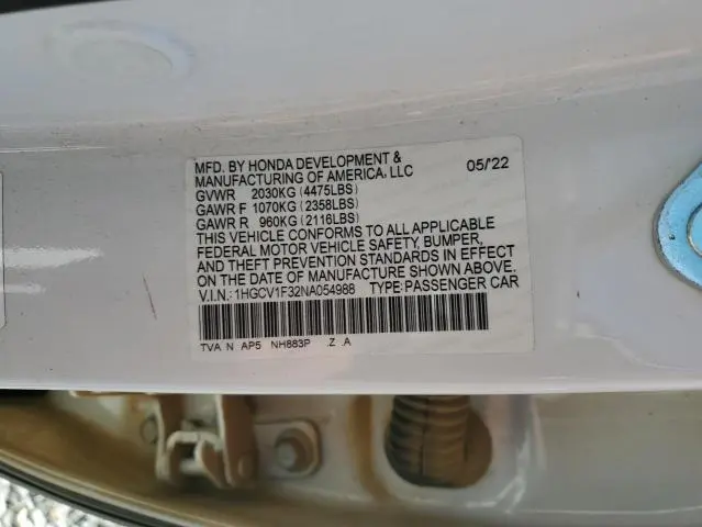 2022 HONDA ACCORD SPORT  