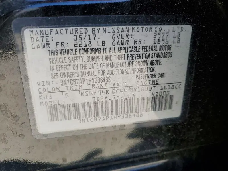 2017 NISSAN SENTRA SR TURBO  