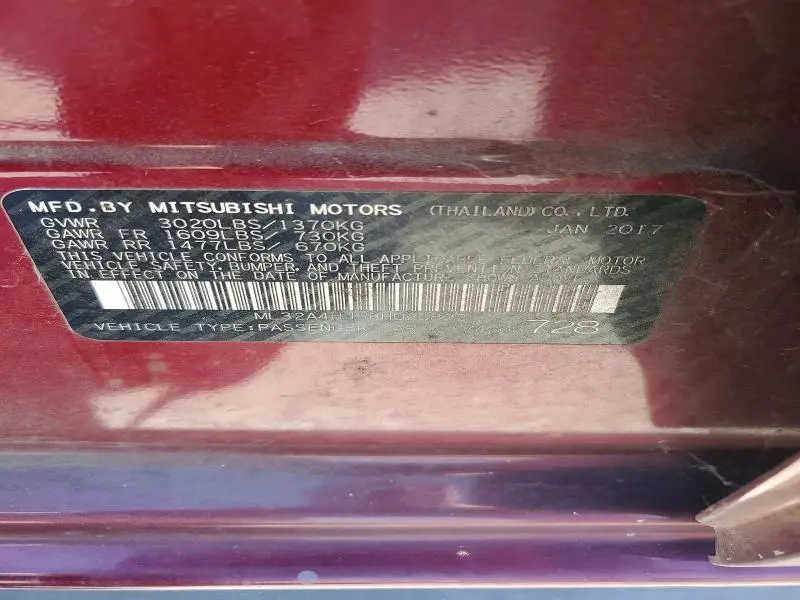 2017 MITSUBISHI MIRAGE SE  