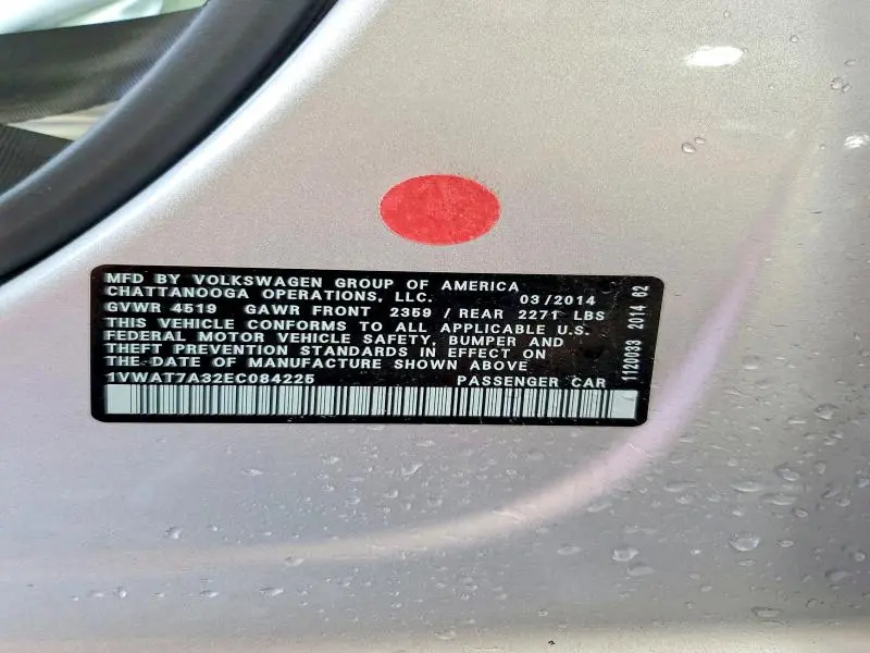 2014 VOLKSWAGEN PASSAT S  