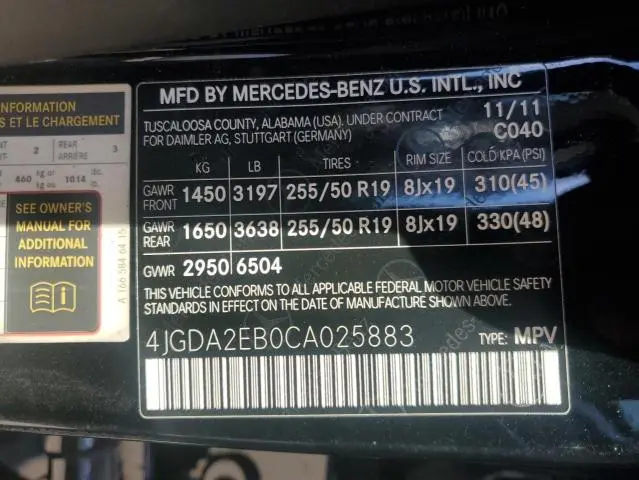 2012 MERCEDES-BENZ ML 350 BLUETEC  