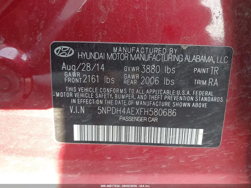 2015 HYUNDAI ELANTRA SE