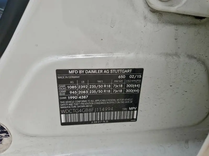 2015 MERCEDES-BENZ GLA 250 4MATIC  