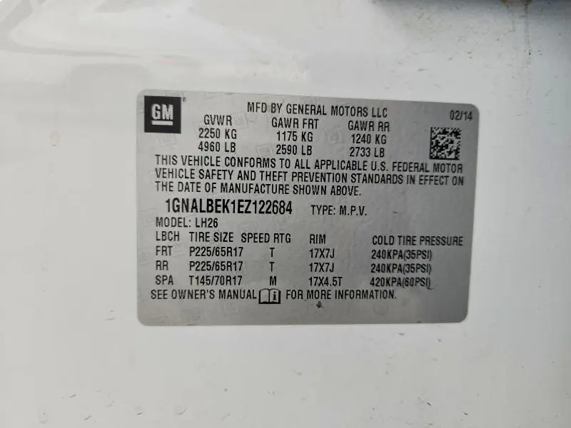 2014 CHEVROLET EQUINOX LT  